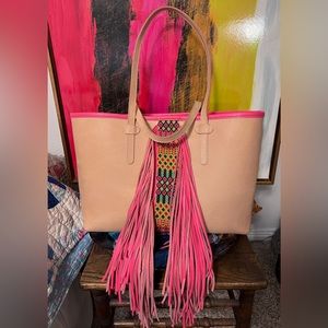 A Fun Pink Fringe-y Consuela!  Maren: The Breezy East/West Tote